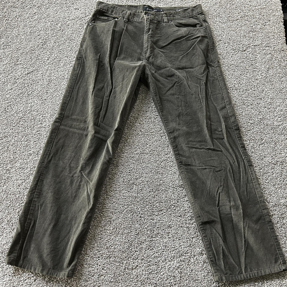 Y2K Calvin Klein Jeans Straight Leg Jeans Mens 36x32 Green Corduroy Casual